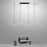 Loja Capricho Lustre - 0026 Preto / Quente Lustre Pendente Minimalista Wave Line Led