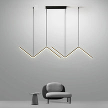 Loja Capricho Lustre - 0026 Preto / Quente Lustre Pendente Minimalista Wave Line Led