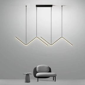 Loja Capricho Lustre - 0026 Preto / Quente Lustre Pendente Minimalista Wave Line Led