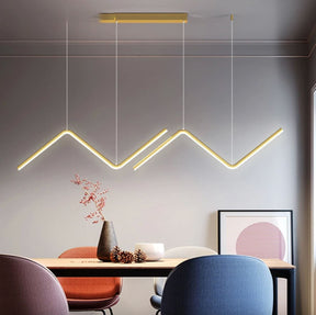 Loja Capricho Lustre - 0026 Dourado / Quente Lustre Pendente Minimalista Wave Line Led